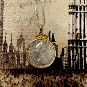 REPVBBLICA ITALIANA L.500 ITALIAN COIN W/14K GOLD